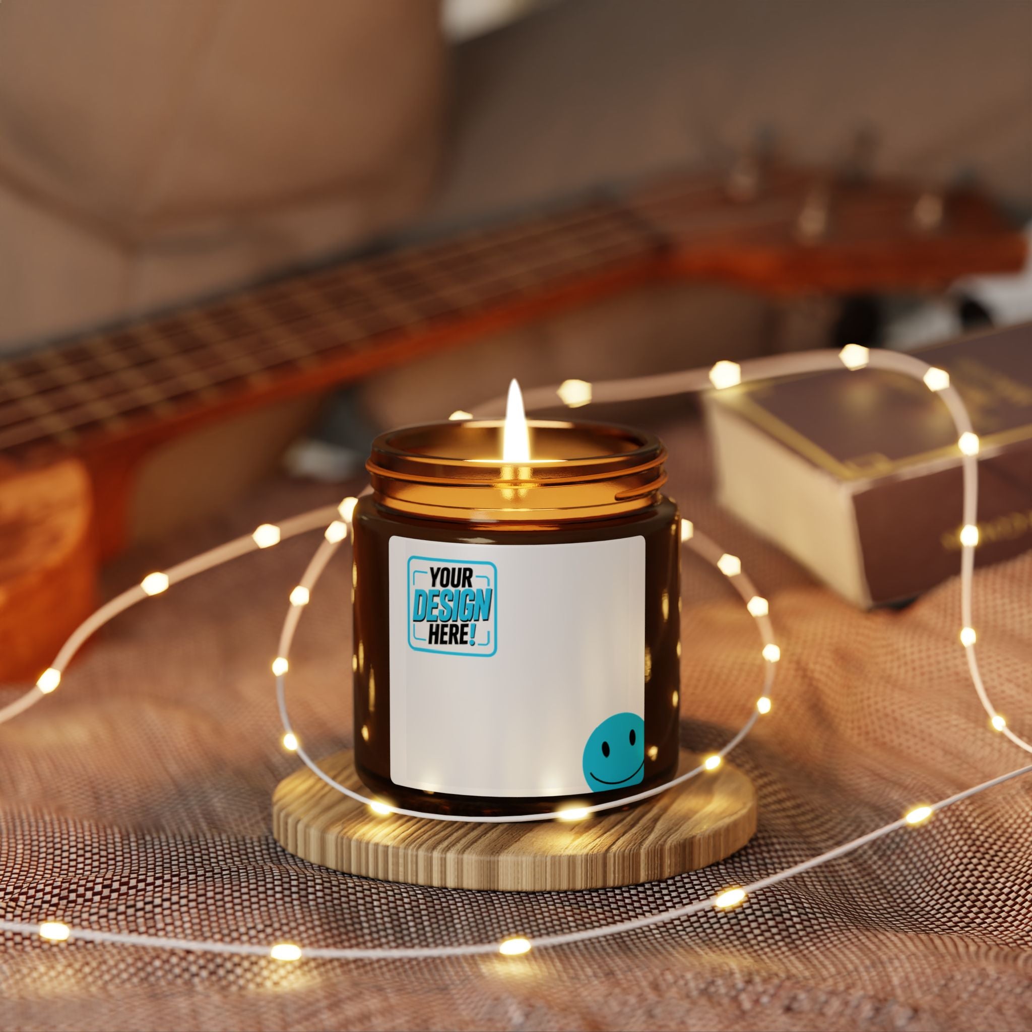 Amber Soy Candle — Fresh Citrus Scent in Amber Jar (Smiley Logo)