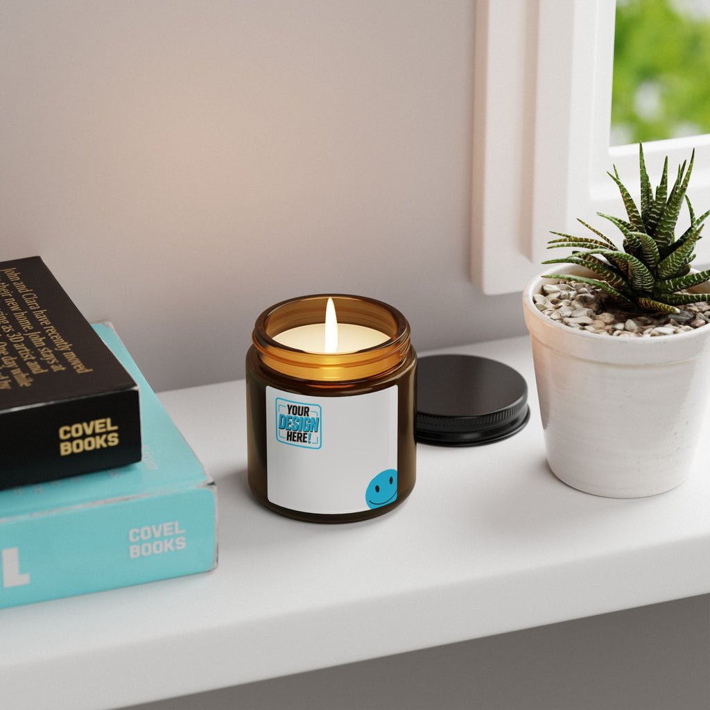 Amber Soy Candle — Fresh Citrus Scent in Amber Jar (Smiley Logo)
