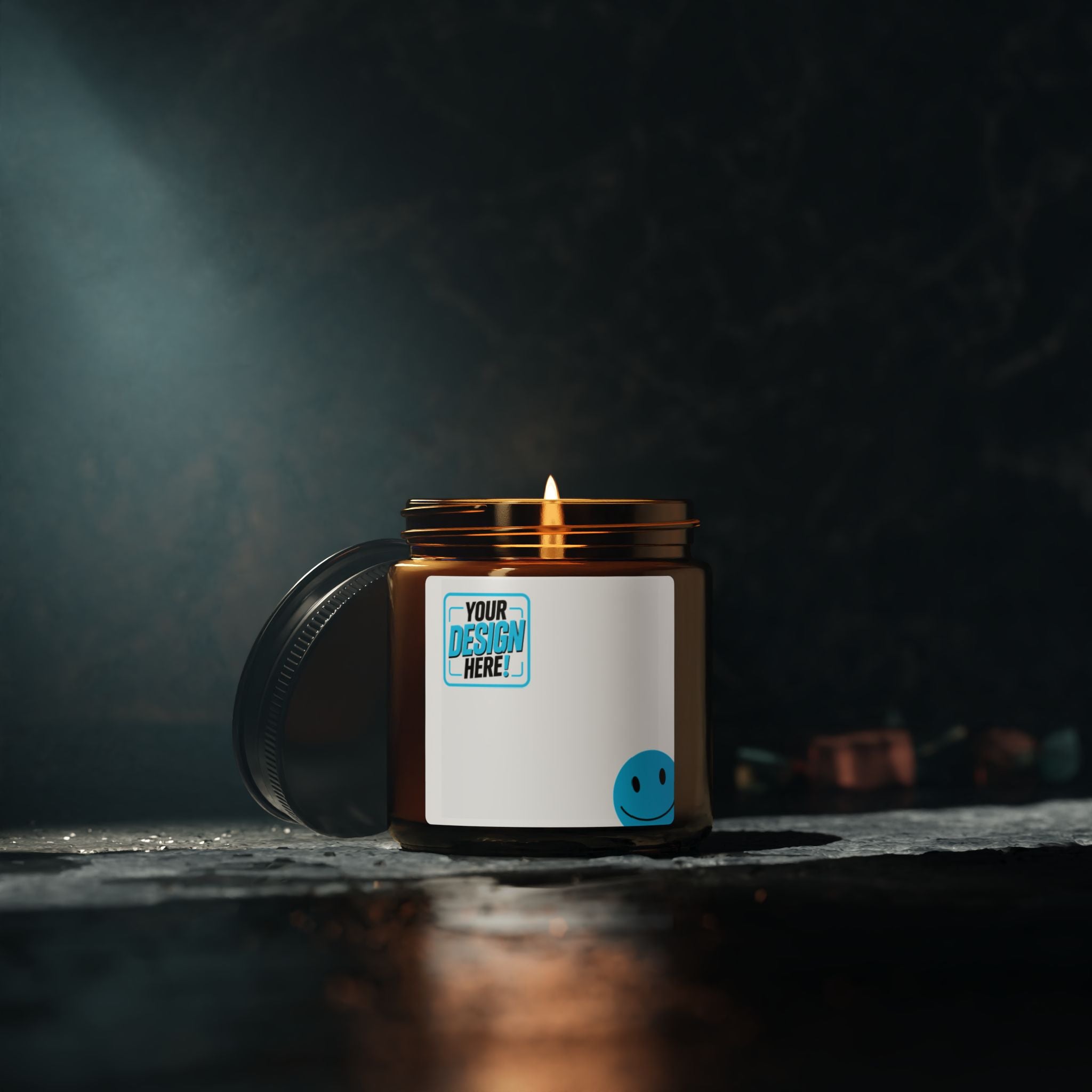 Amber Soy Candle — Fresh Citrus Scent in Amber Jar (Smiley Logo)